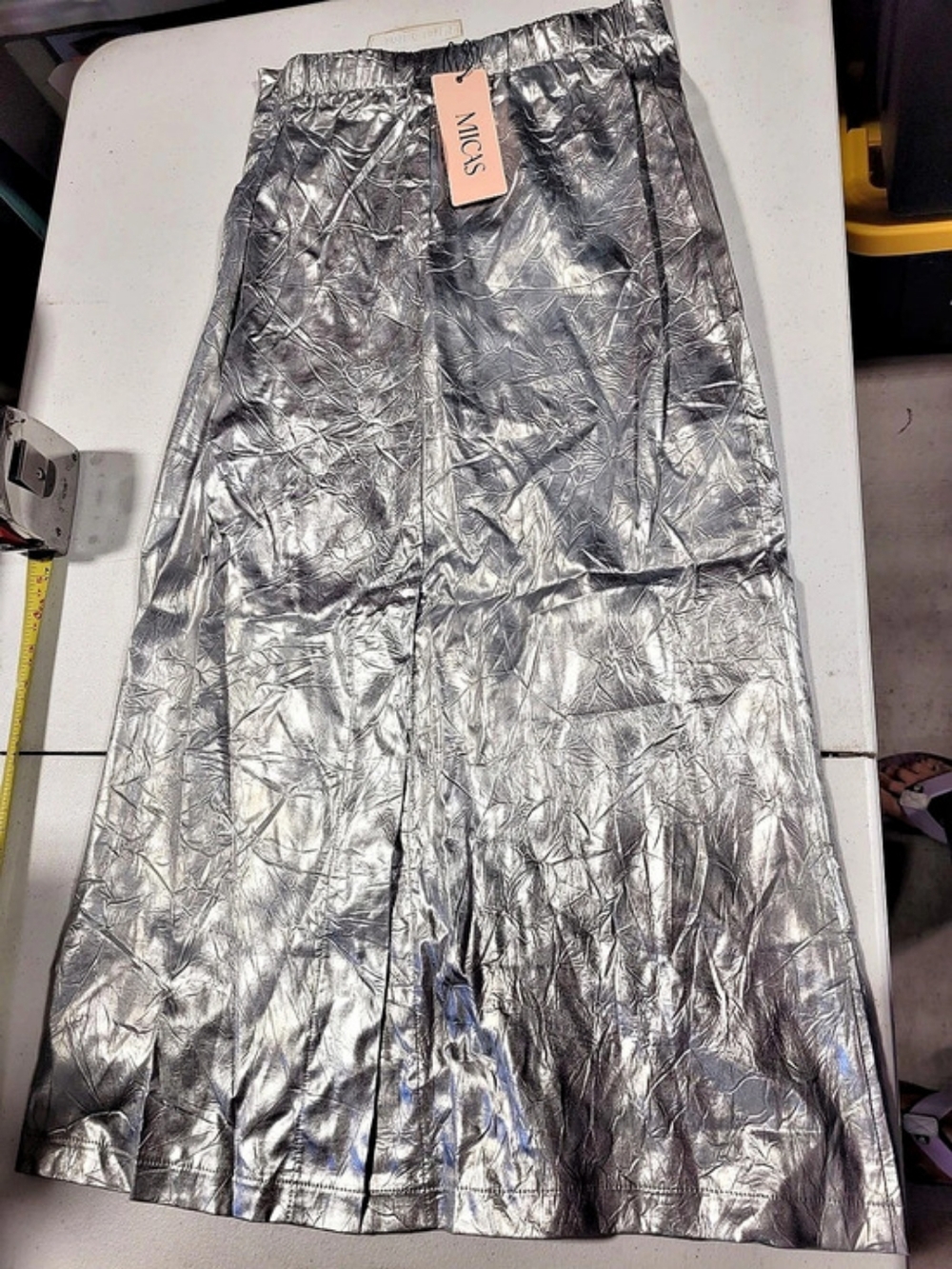 Micas Metallic Silver Midi Skirt - Picture 2 of 3